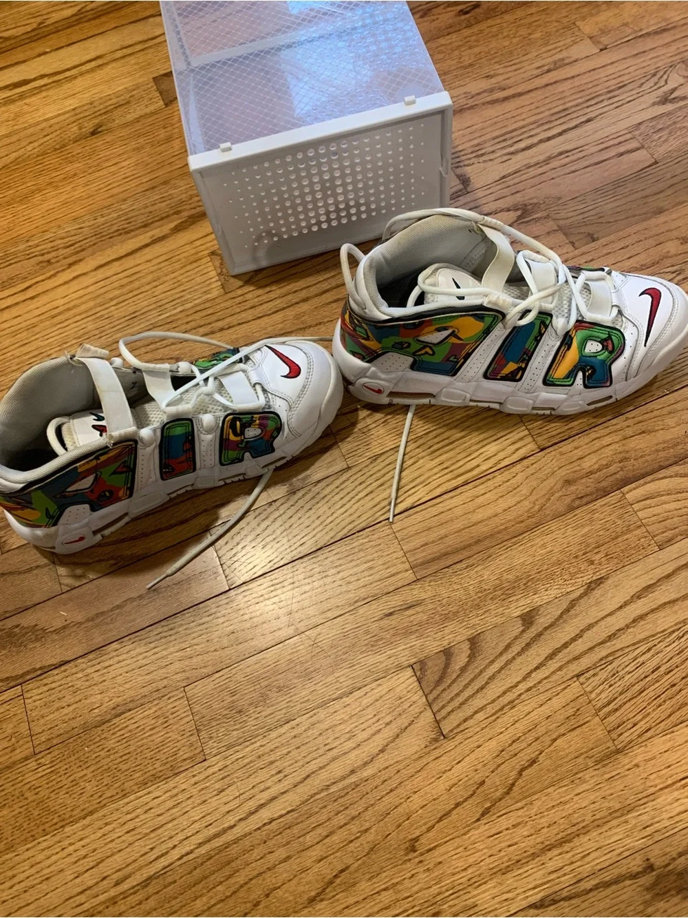 Nike Kids White Sneakers with Multicolor Graphic Panels